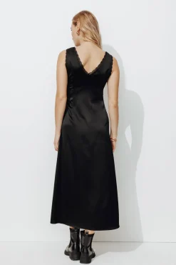 Promod Robe longue satinée Femme - Noir Cheap