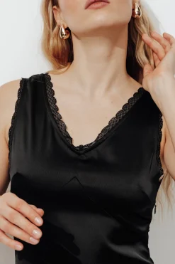 Promod Robe longue satinée Femme - Noir Cheap