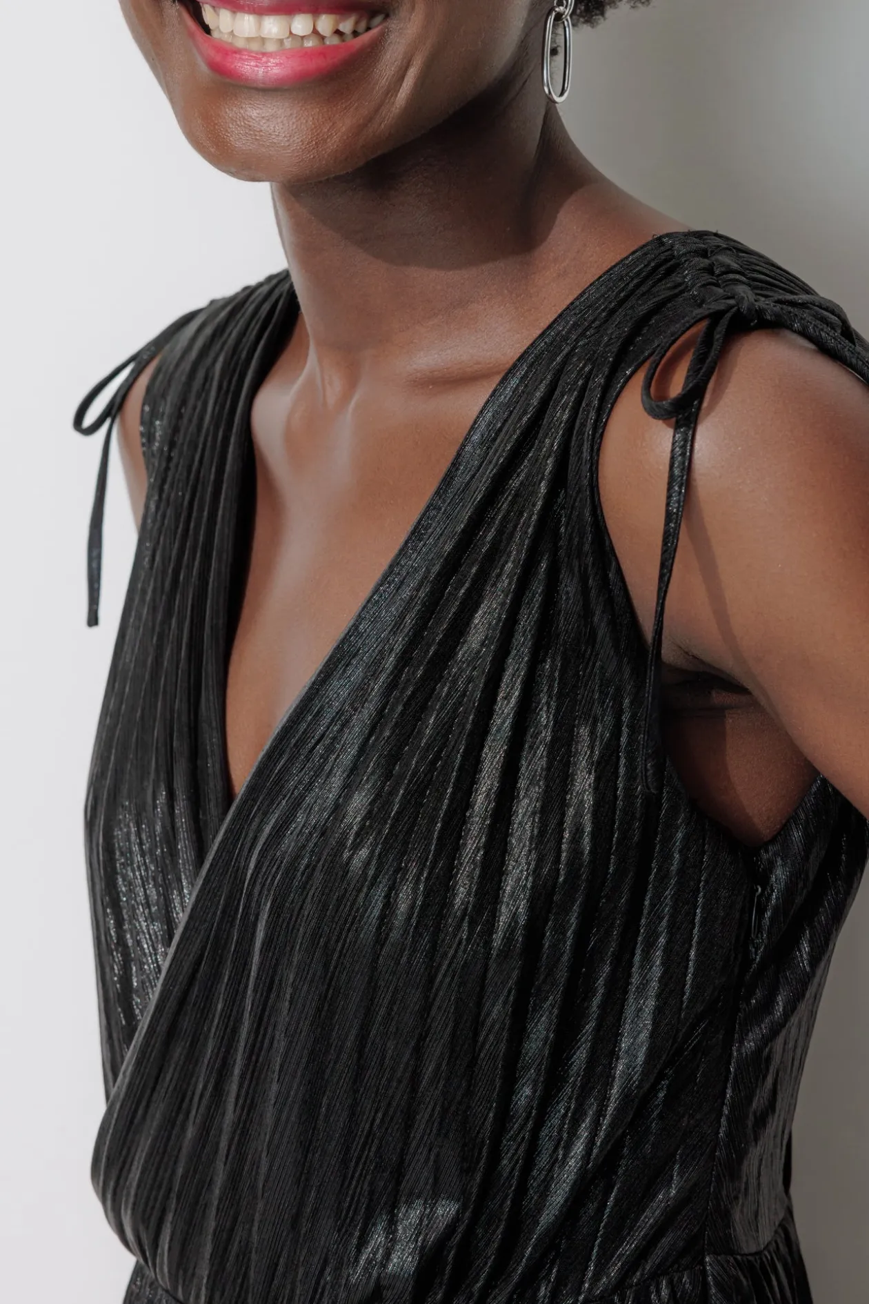 Promod Robe midi lamée plissée Femme - Noir New