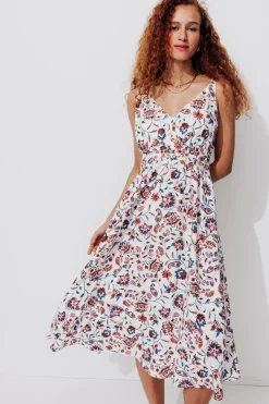 Promod Robe mi-longue imprimée Femme - Imprimé écru Impriméécru Best Sale