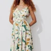 Promod Robe mi-longue imprimée Femme - Imprimé jaune Impriméjaune Online