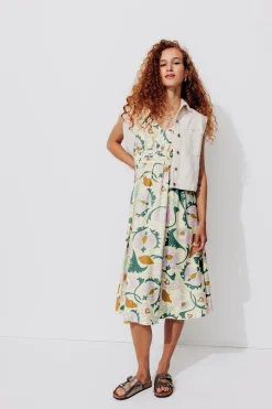 Promod Robe mi-longue imprimée Femme - Imprimé jaune Impriméjaune Online