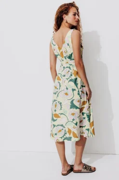 Promod Robe mi-longue imprimée Femme - Imprimé jaune Impriméjaune Online