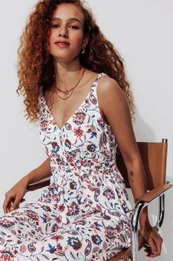 Promod Robe mi-longue imprimée Femme - Imprimé écru Impriméécru Best Sale