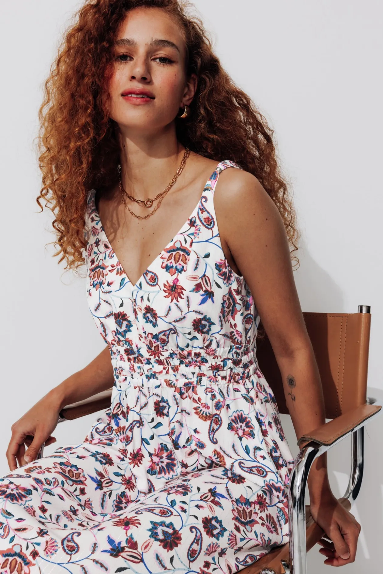 Promod Robe mi-longue imprimée Femme - Imprimé écru Impriméécru Best Sale