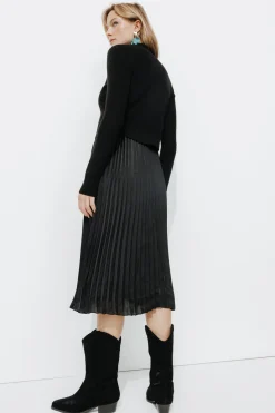 Promod Robe plissée effet 2 en 1 - Noir Clearance