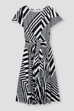 Promod Robe plissée et rayée Femme - Rayé Noir RayéNoir Cheap