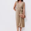 Promod Robe plissée lamée Femme - Beige New