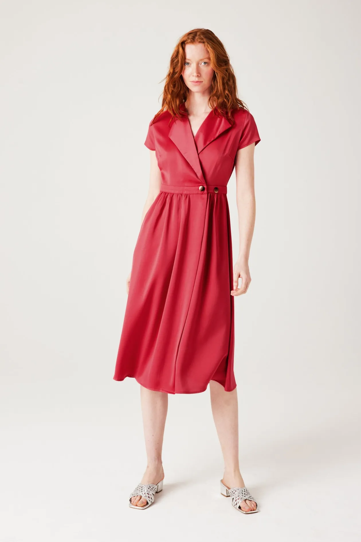 Promod Robe portefeuille en satin - Rose Discount