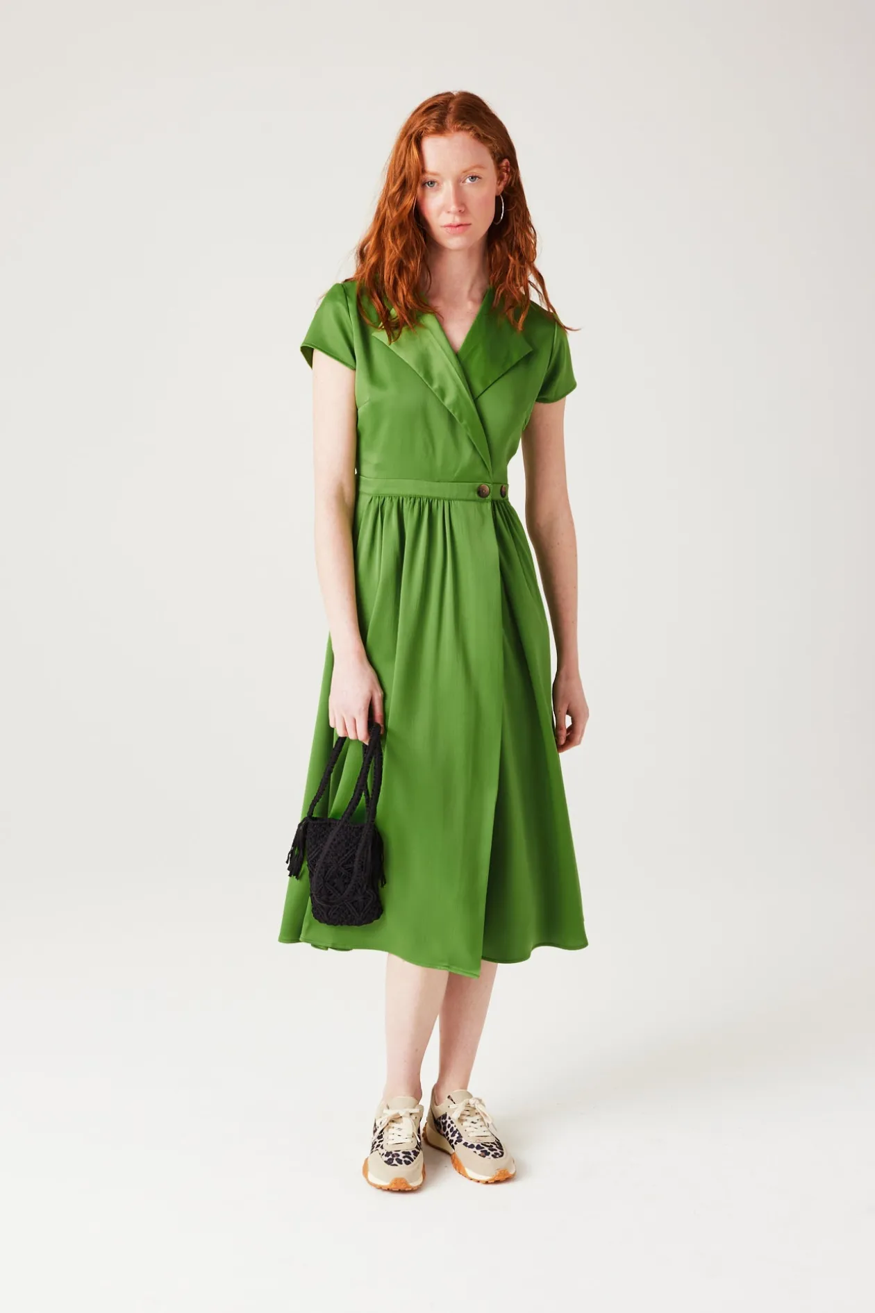 Promod Robe portefeuille en satin - Vert Clearance