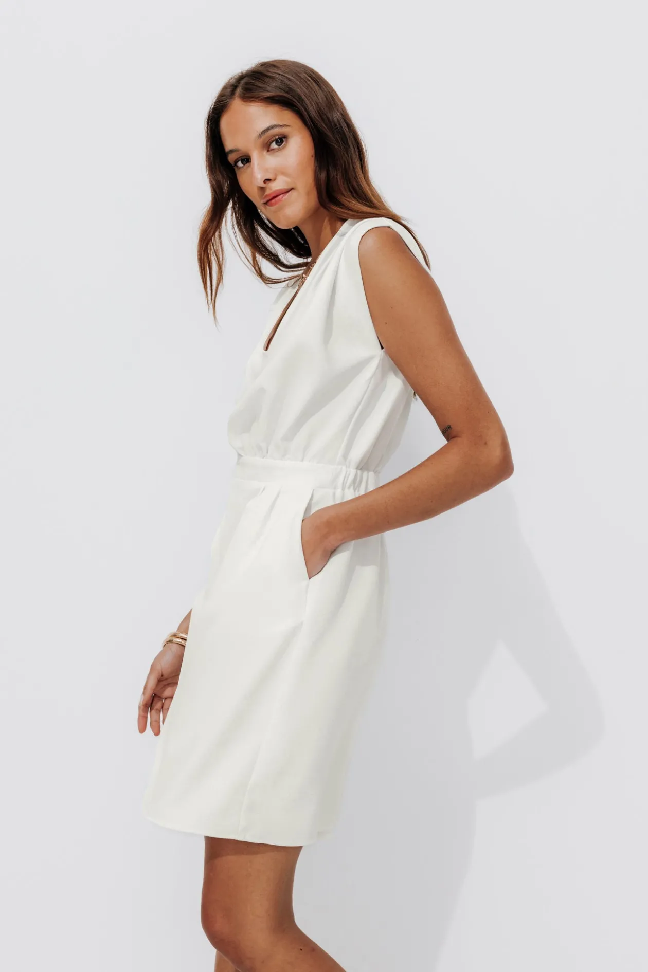 Promod Robe sans manches Femme - Ecru Hot