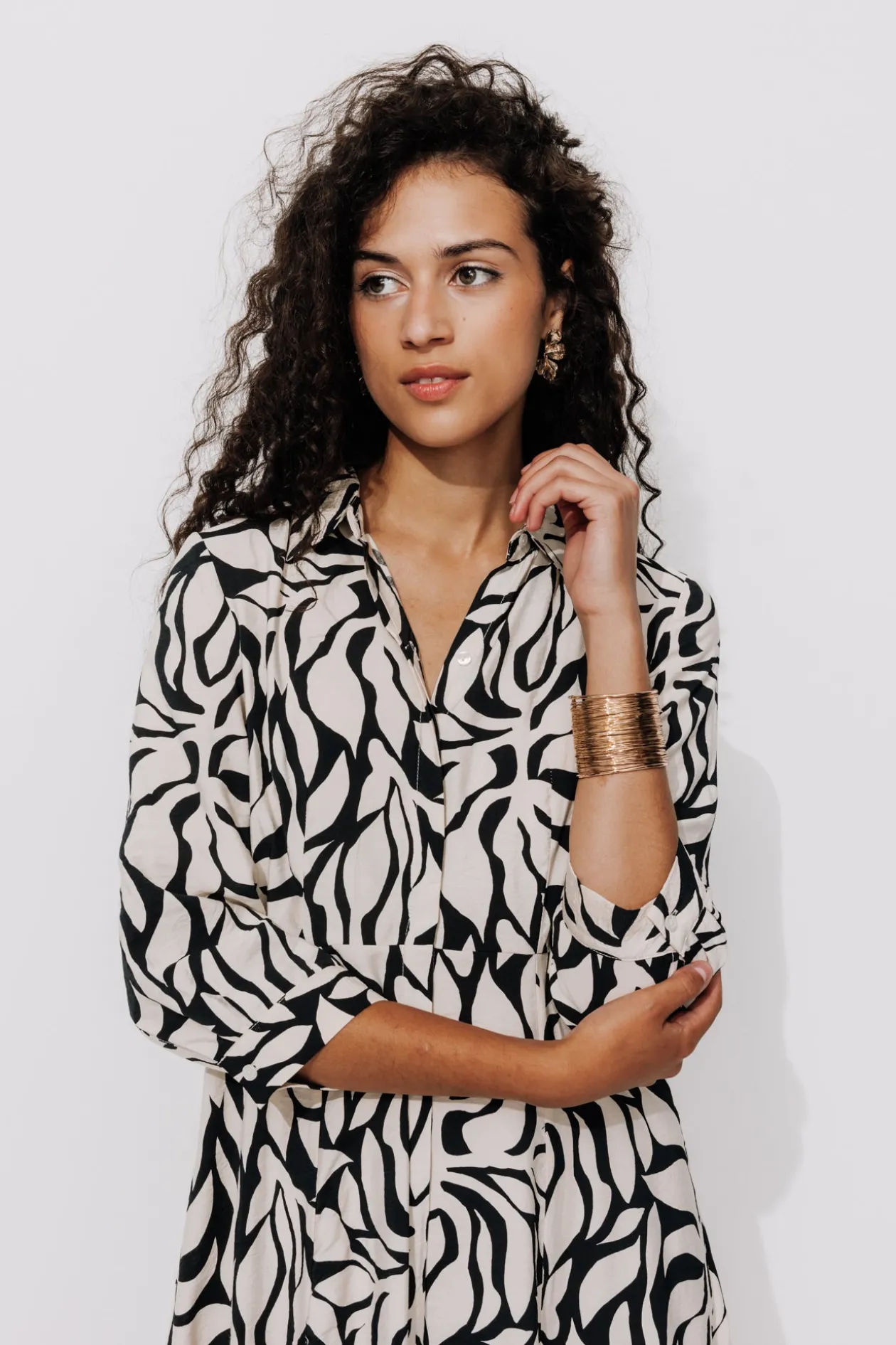 Promod Robe-chemise éco-conçue - Imprimé noir Impriménoir Discount