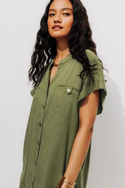 Promod Robe-chemise en lyocell - Kaki Best