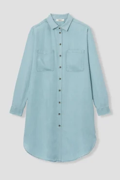 Promod Robe-chemise en lyocell Femme - Jean très clair Jeantrèsclair Fashion