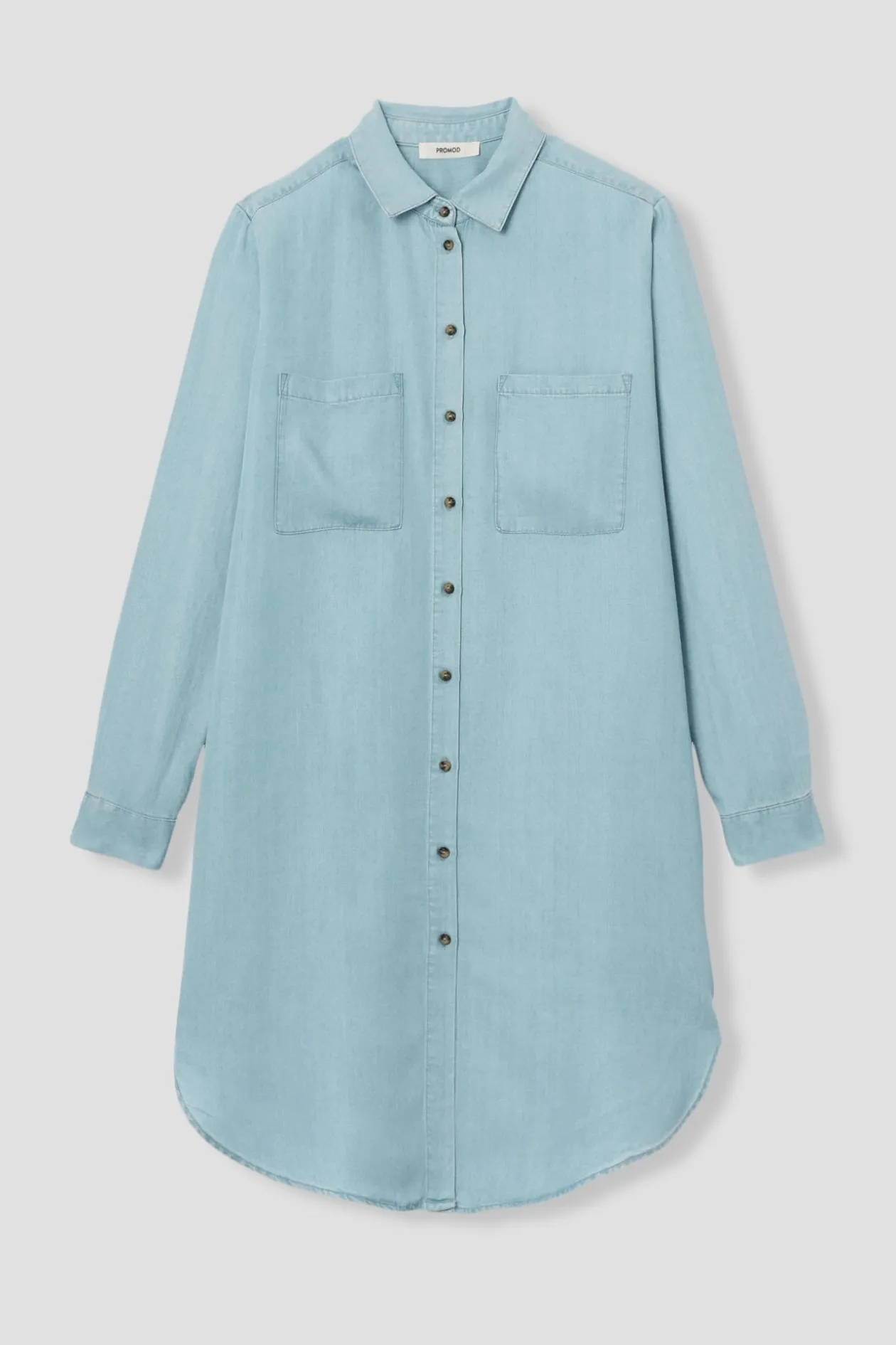 Promod Robe-chemise en lyocell Femme - Jean très clair Jeantrèsclair Fashion