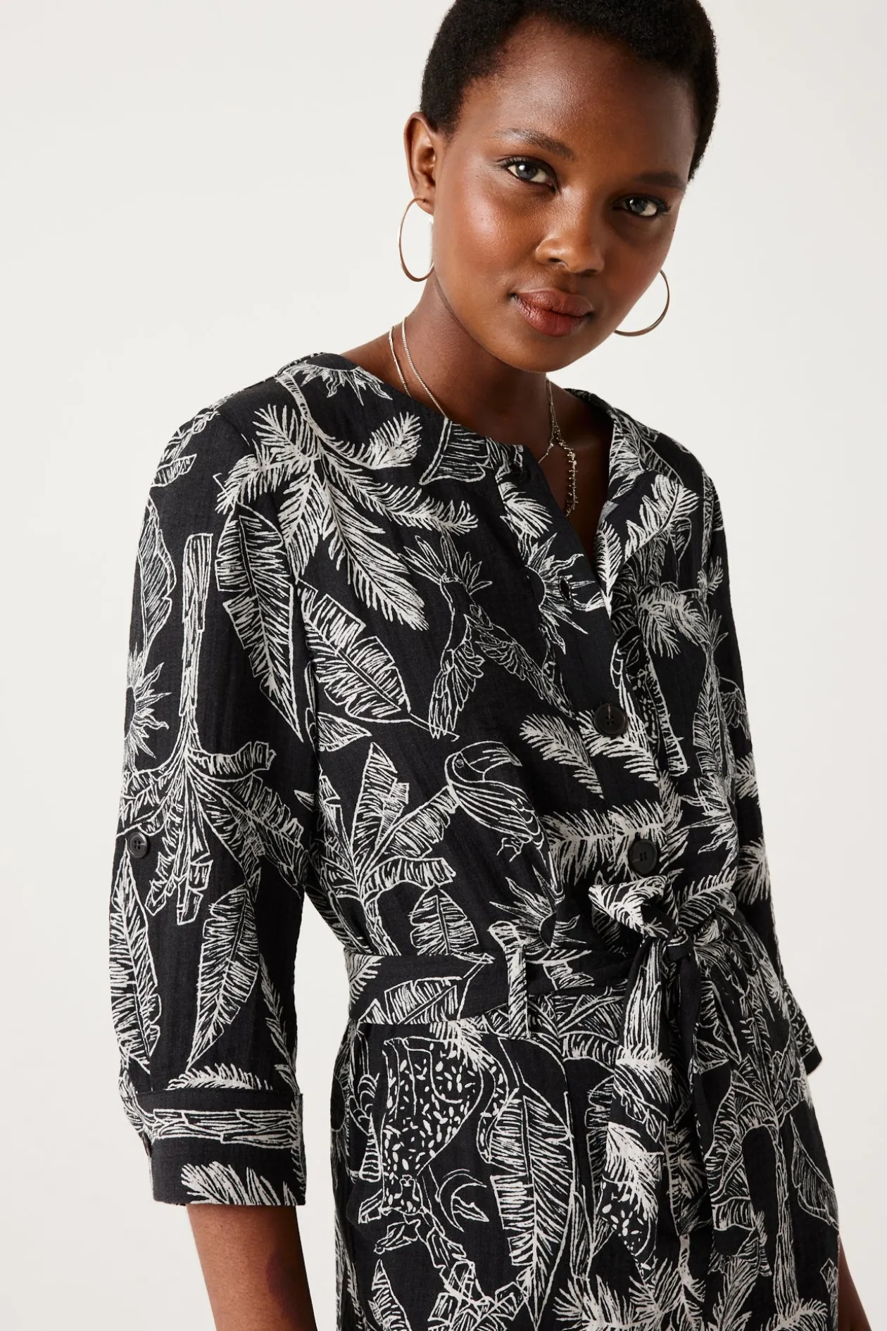 Promod Robe-chemise imprimée Femme - Imprimé noir Impriménoir Best