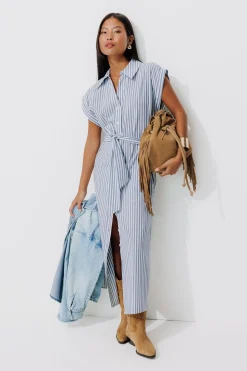 Promod Robe-chemise rayée Femme - Rayé bleu Rayébleu Cheap