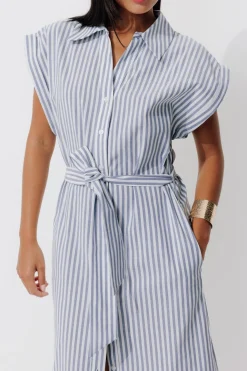 Promod Robe-chemise rayée Femme - Rayé bleu Rayébleu Cheap