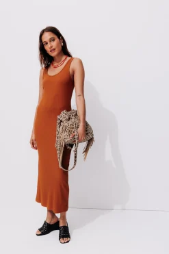 Promod Robe-débardeur côtelée Femme - Terre de sienne Terredesienne Store