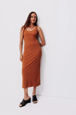 Promod Robe-débardeur côtelée Femme - Terre de sienne Terredesienne Store