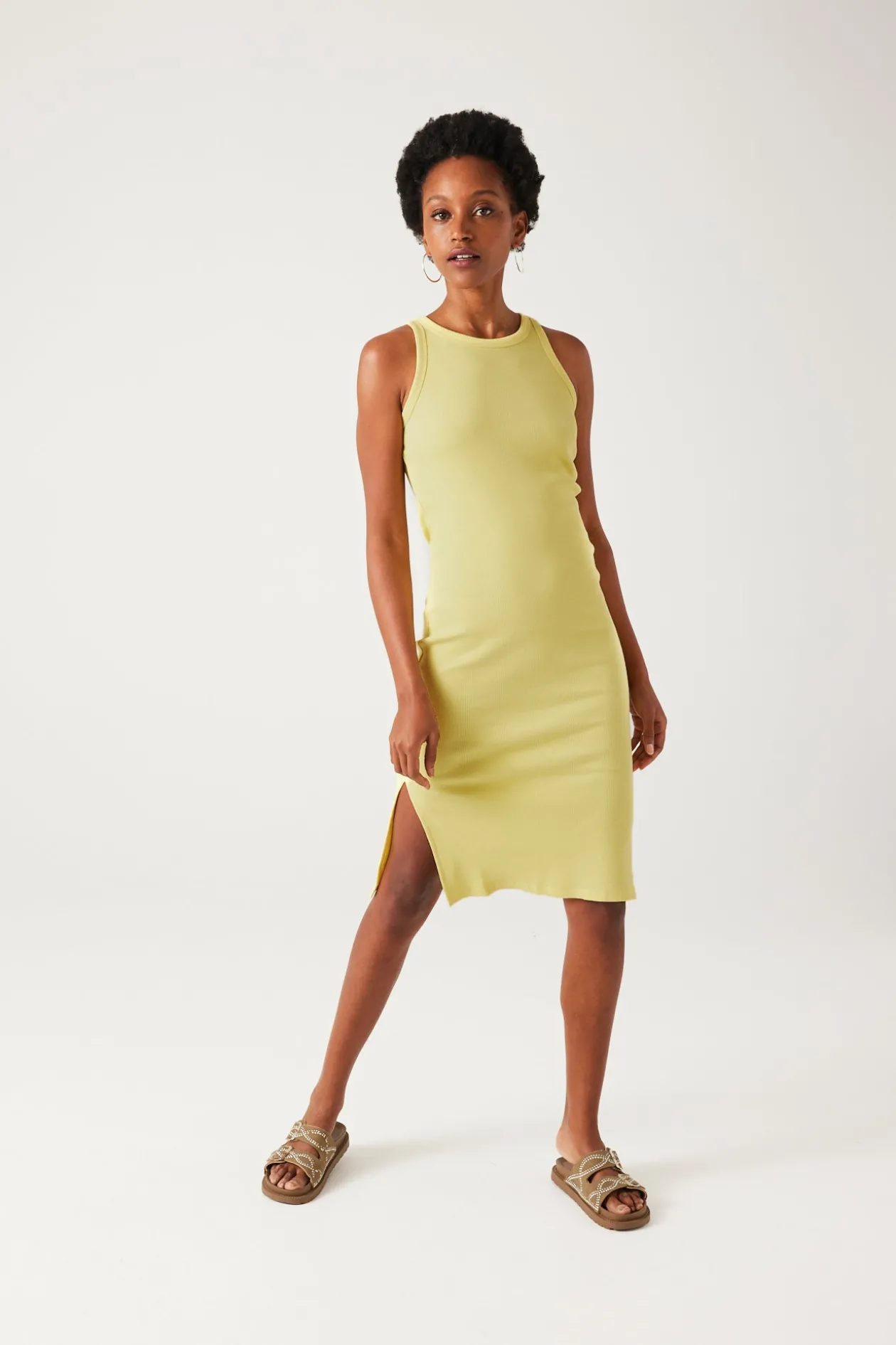 Promod Robe-débardeur unie Femme - Jaune New