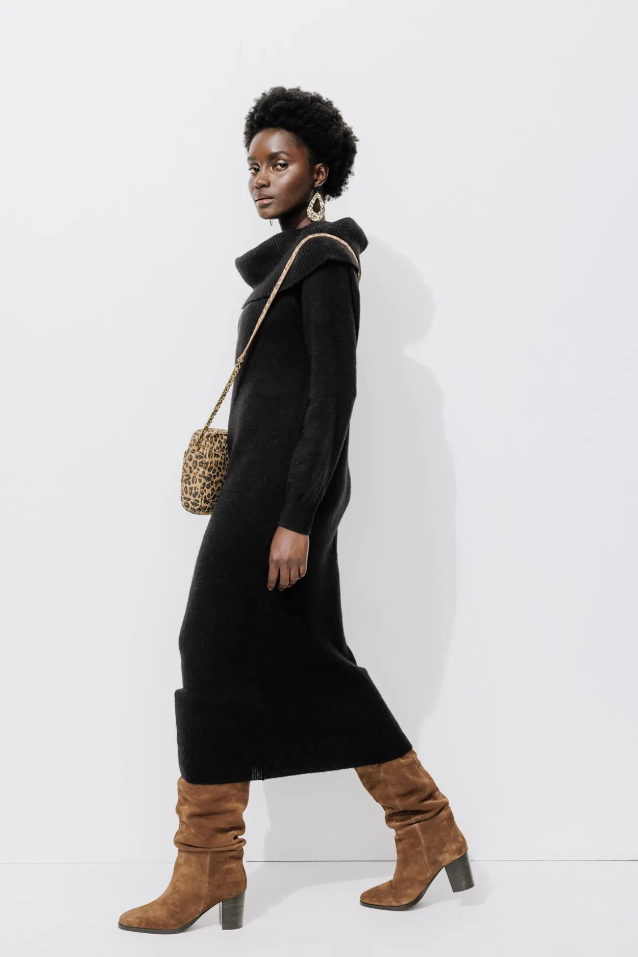 Promod Robe-pull col Bardot Femme - Noir Outlet