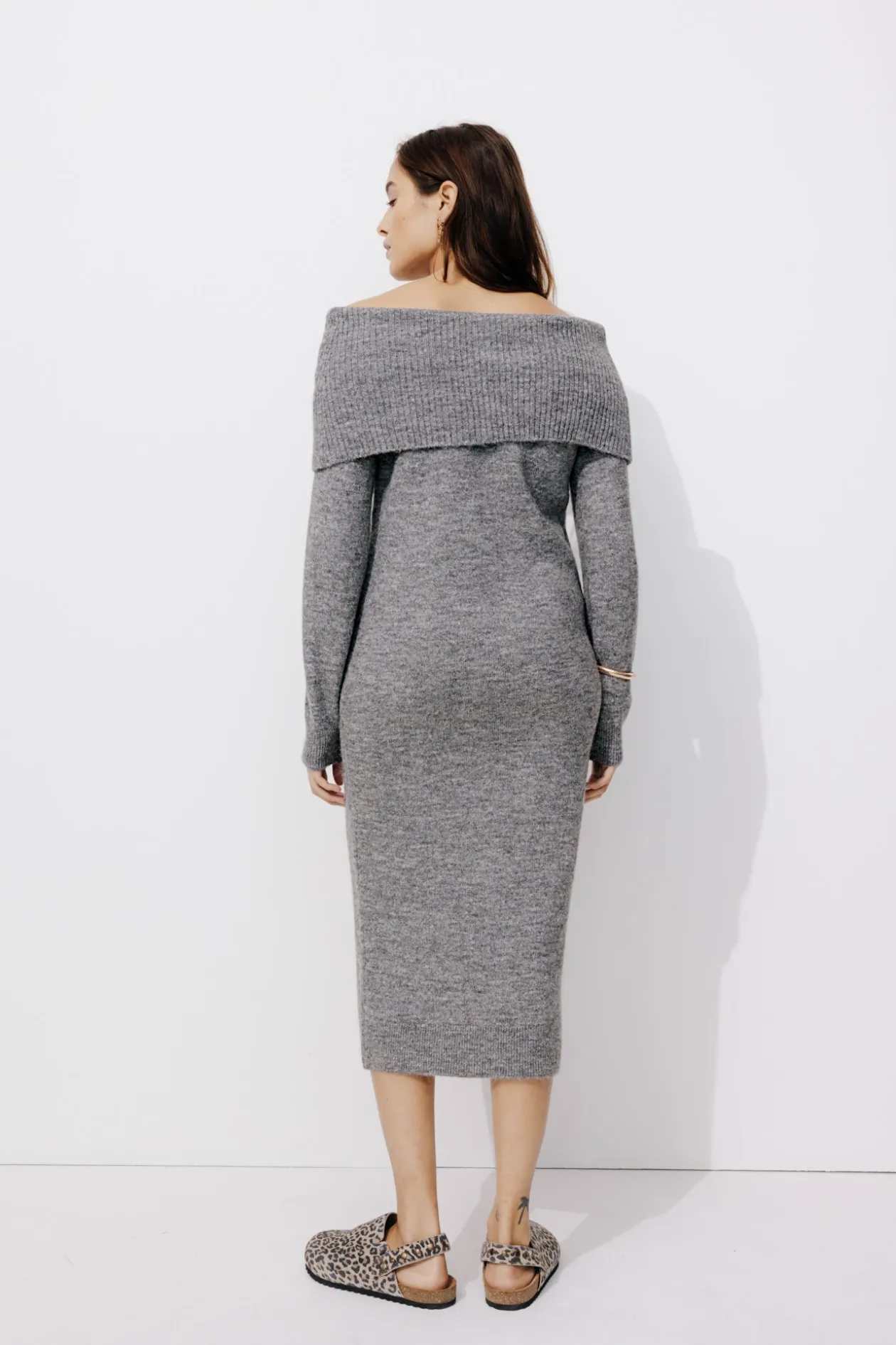 Promod Robe-pull col Bardot Femme - Gris clair Grisclair Flash Sale