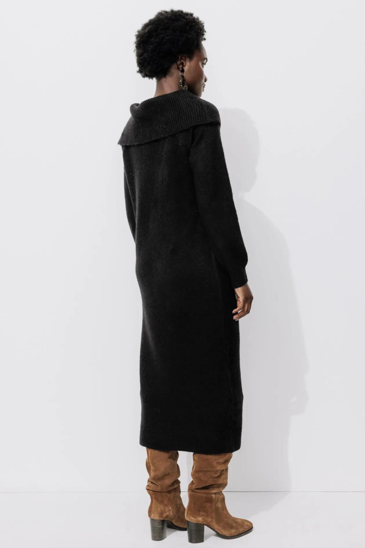 Promod Robe-pull col Bardot Femme - Noir Outlet