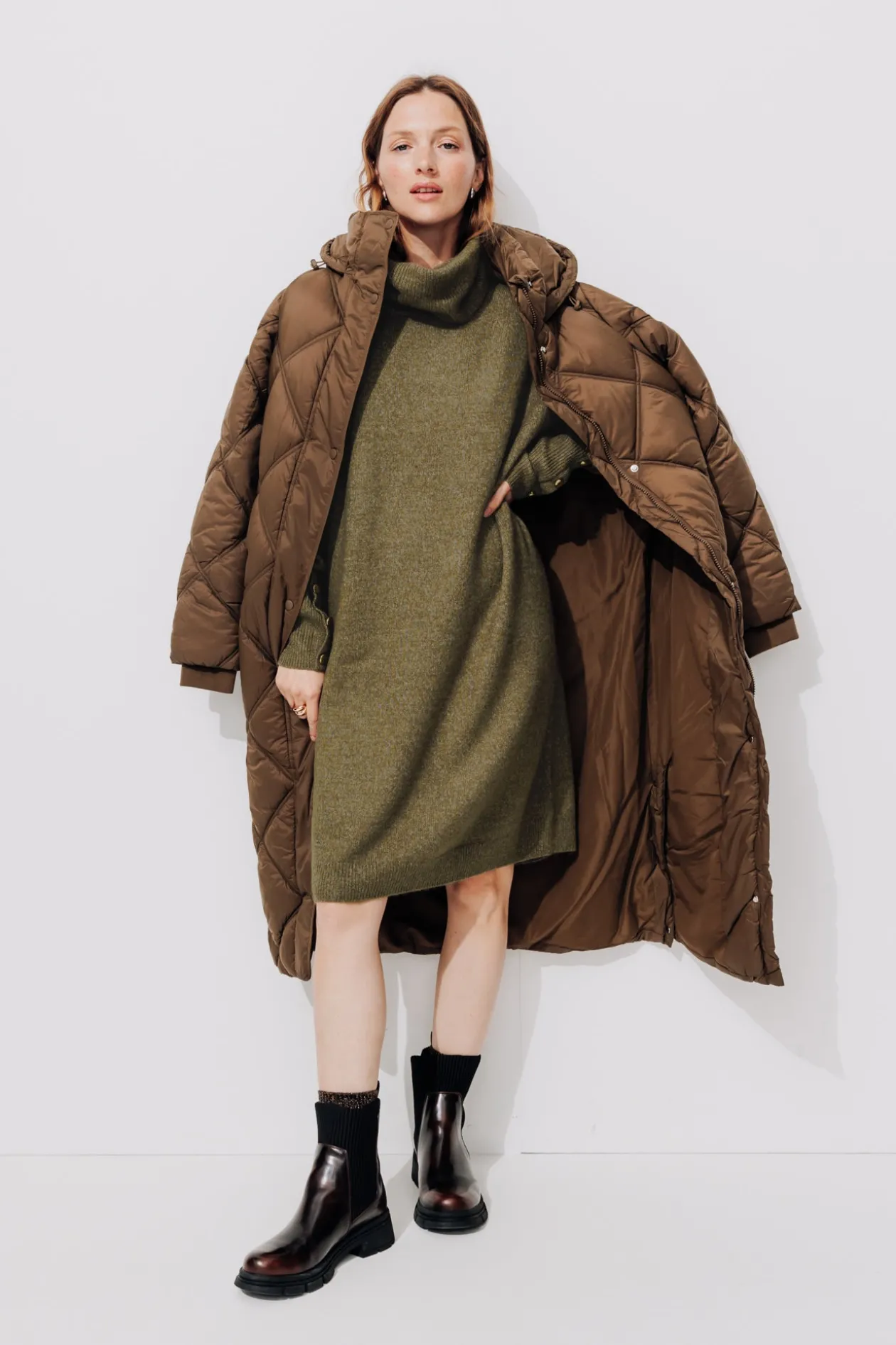 Promod Robe-pull col roulé Femme - Kaki Clearance