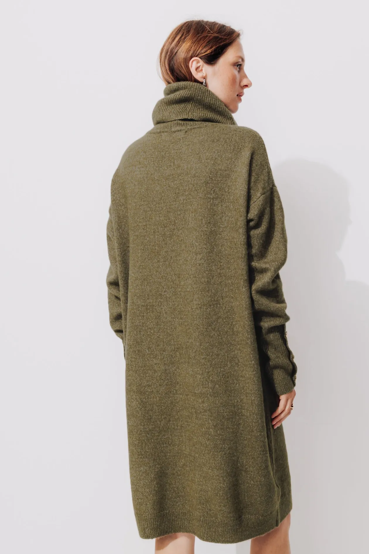 Promod Robe-pull col roulé Femme - Kaki Clearance