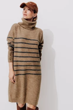 Promod Robe-pull col roulé marinière - Rayé gris Rayégris Online