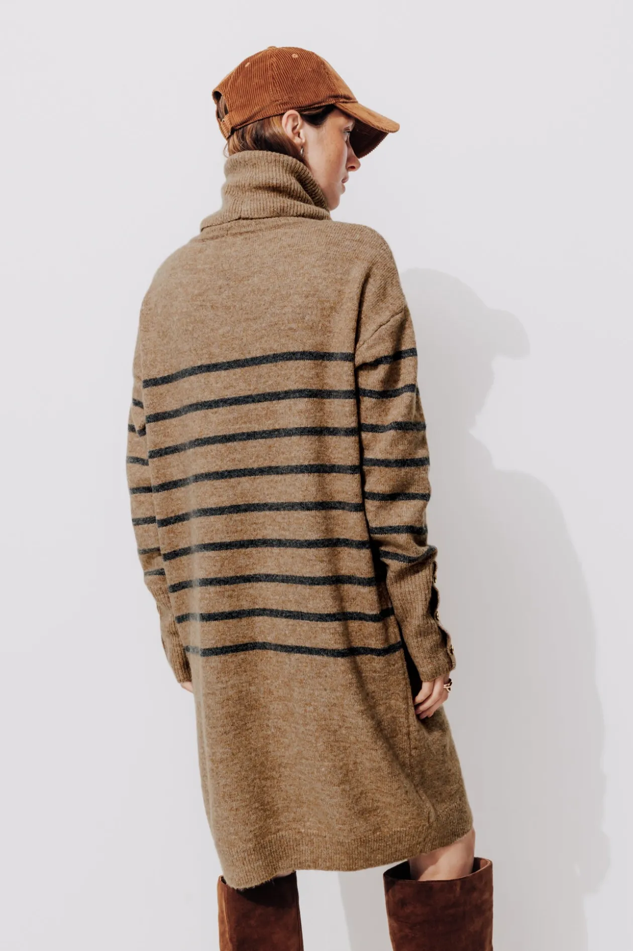 Promod Robe-pull col roulé marinière - Rayé gris Rayégris Online