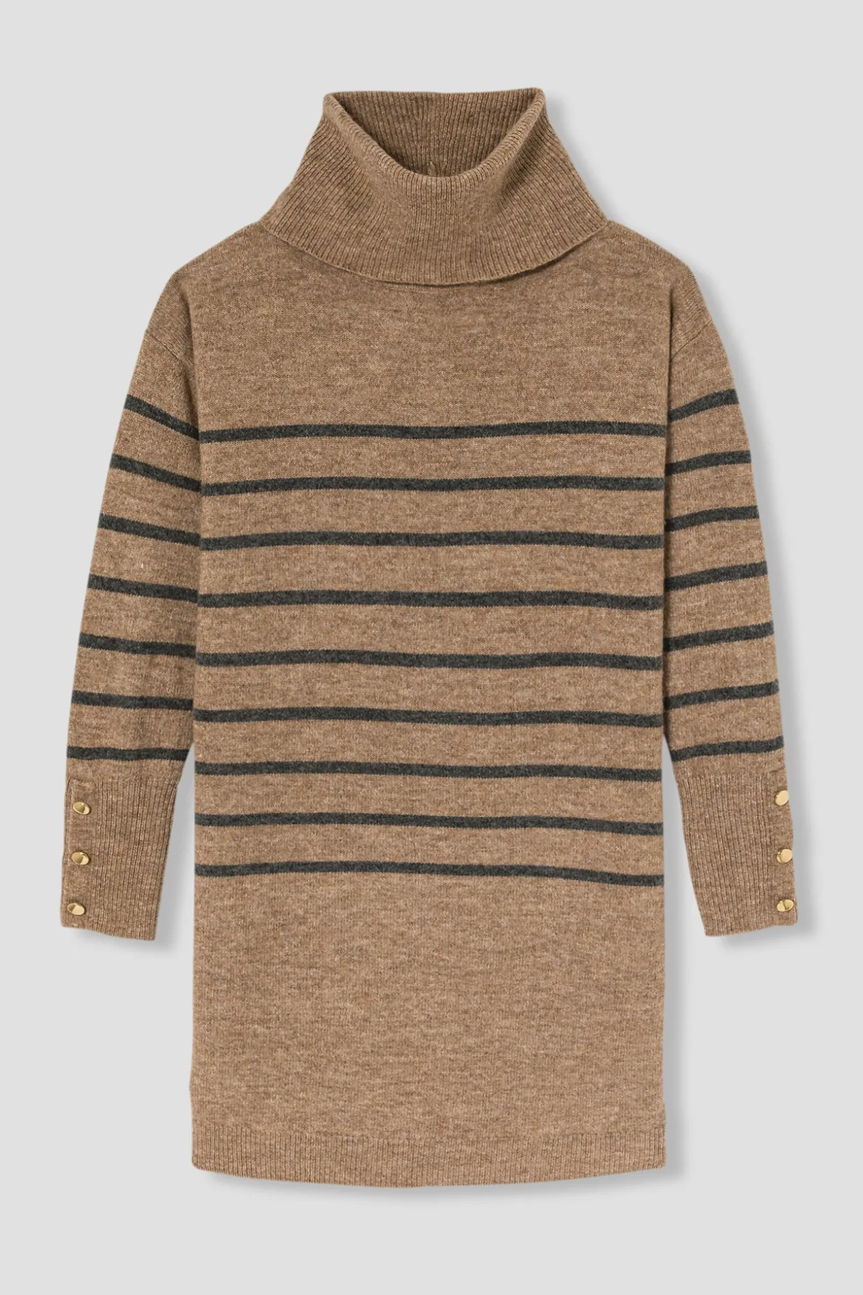 Promod Robe-pull col roulé marinière - Rayé gris Rayégris Online
