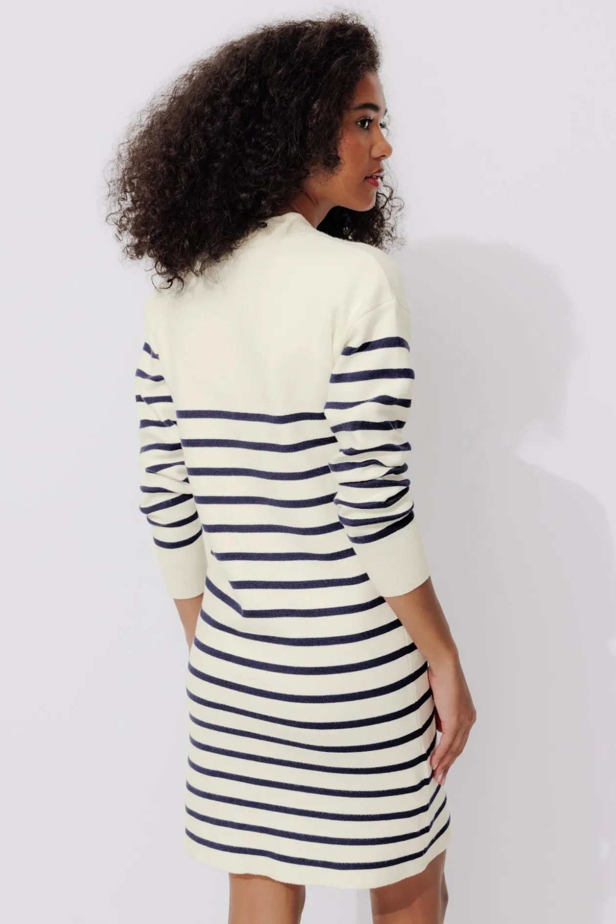 Promod Robe-pull col zippé marinière - Rayé écru Rayéécru Cheap