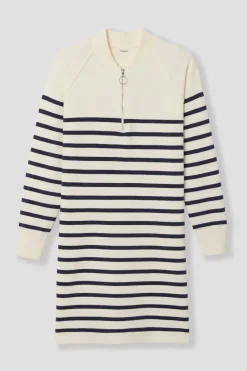 Promod Robe-pull col zippé marinière - Rayé écru Rayéécru Cheap