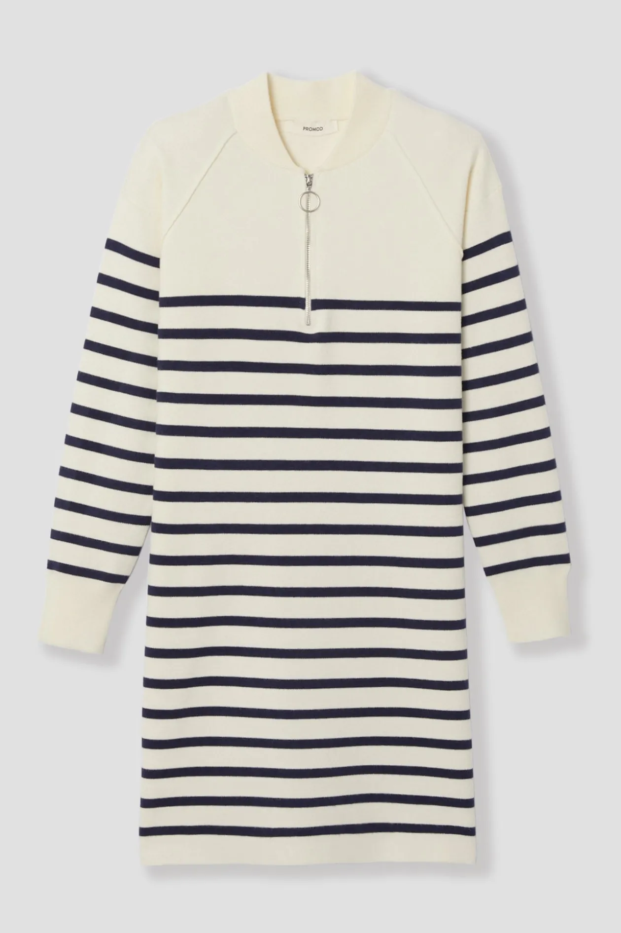 Promod Robe-pull col zippé marinière - Rayé écru Rayéécru Cheap