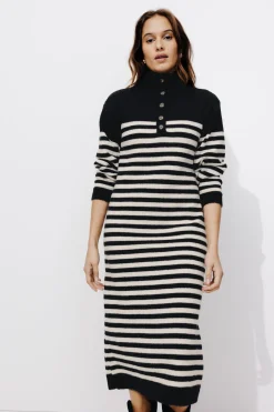 Promod Robe-pull marinière Femme - Rayé Noir RayéNoir Fashion