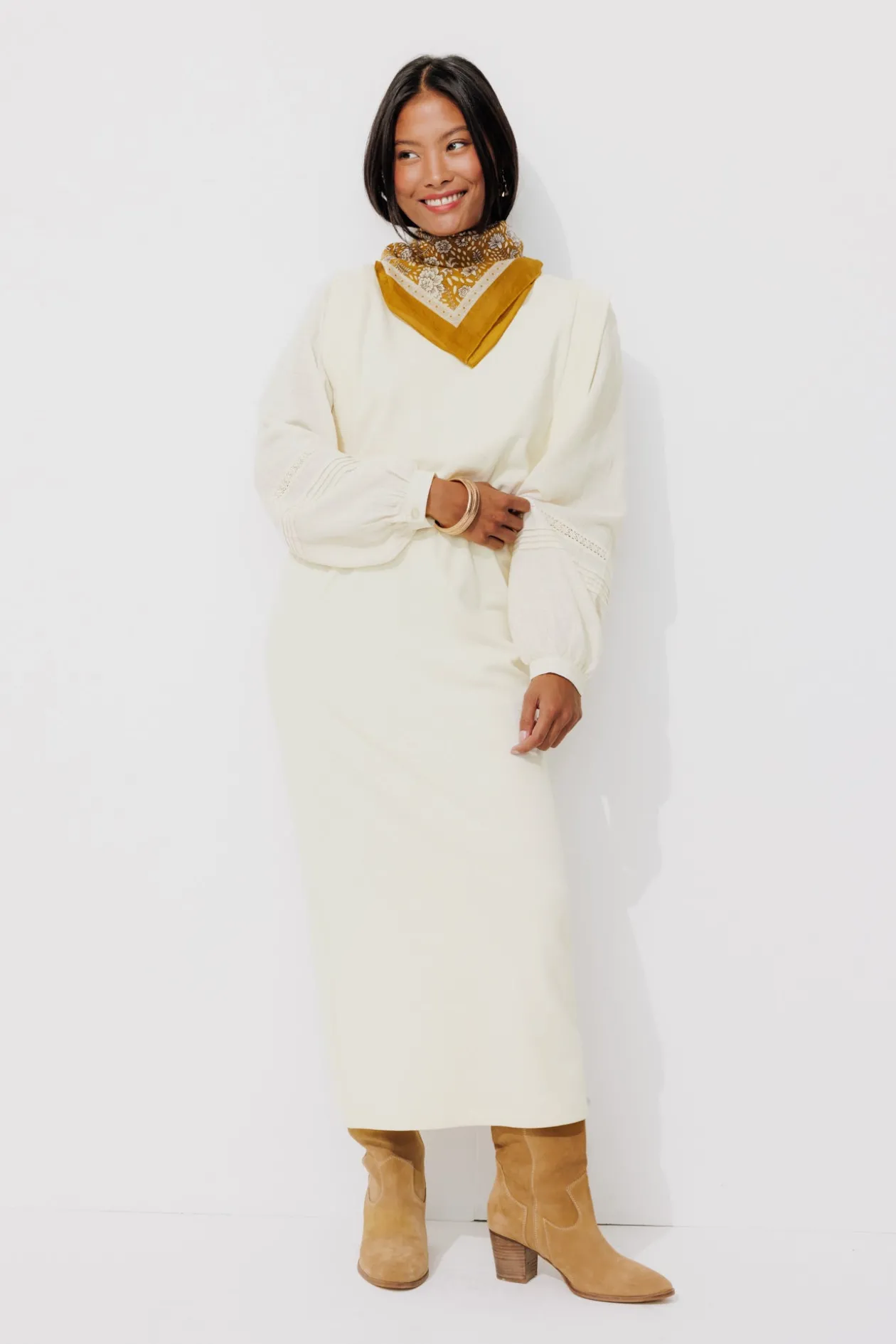 Promod Robe-sweat effet 2 en 1 - Ecru Discount