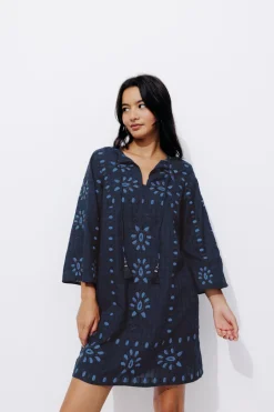 Promod Robe-tunique brodée Femme - Marine Store
