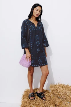 Promod Robe-tunique brodée Femme - Marine Store