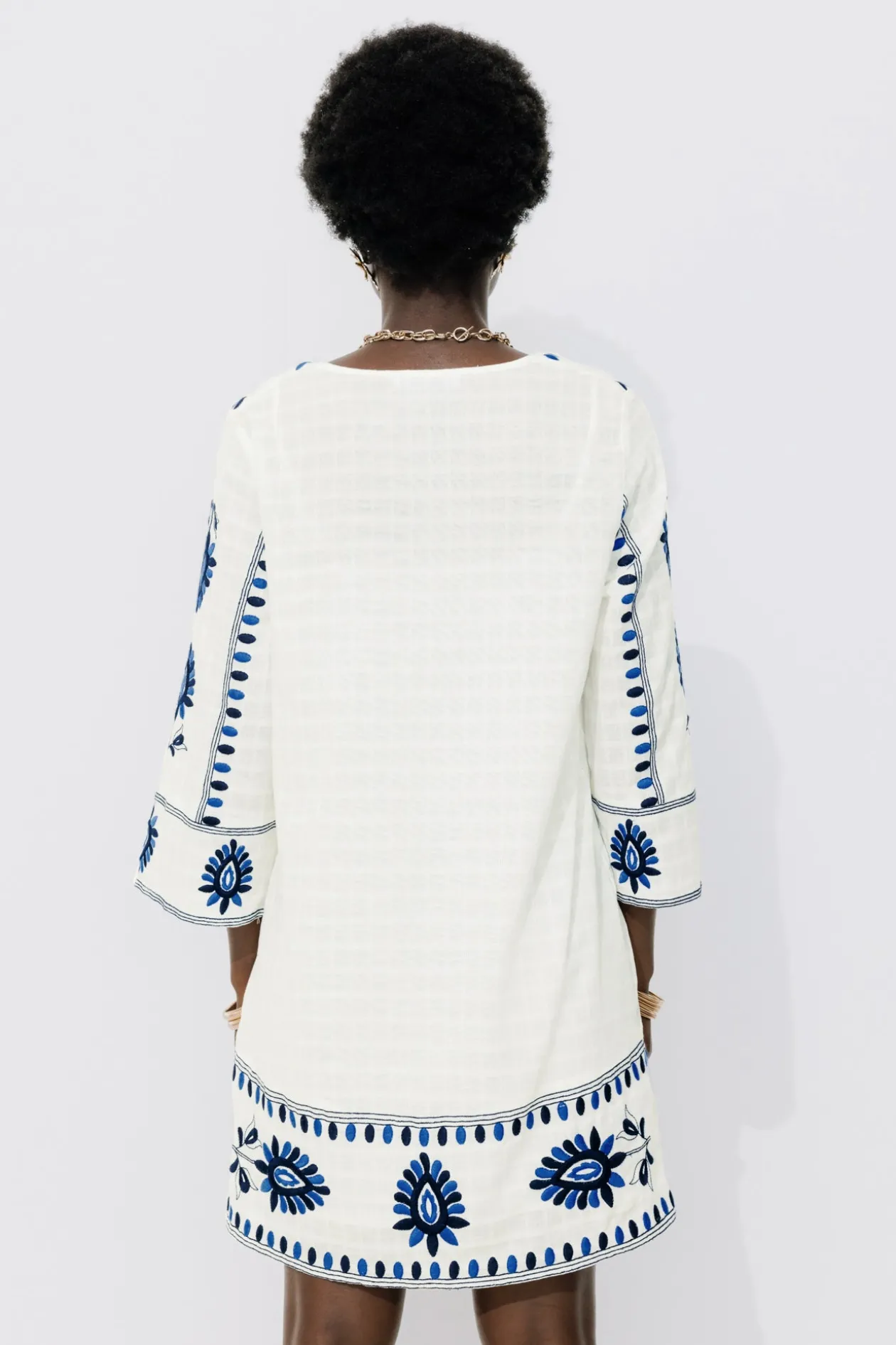 Promod Robe-tunique brodée Femme - Ecru Online