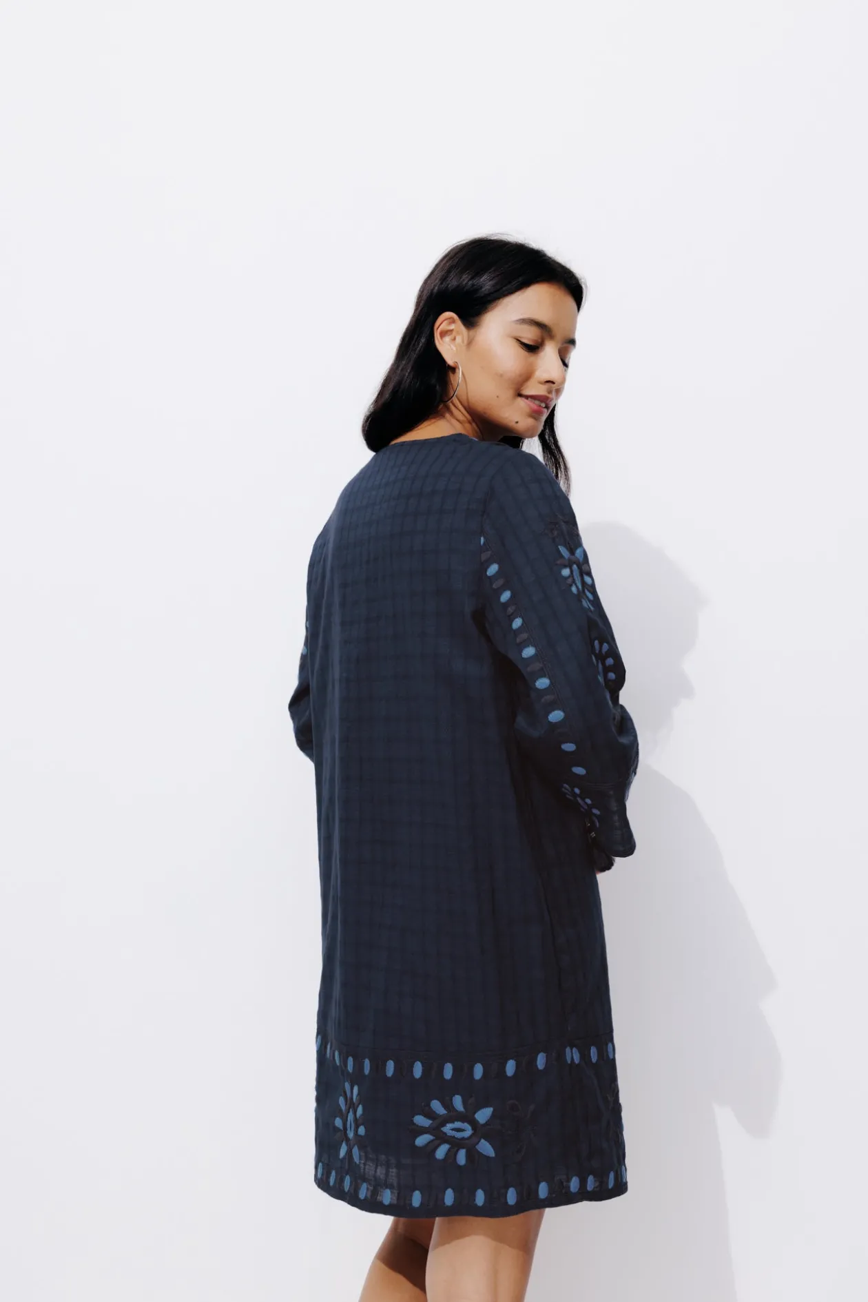 Promod Robe-tunique brodée Femme - Marine Store