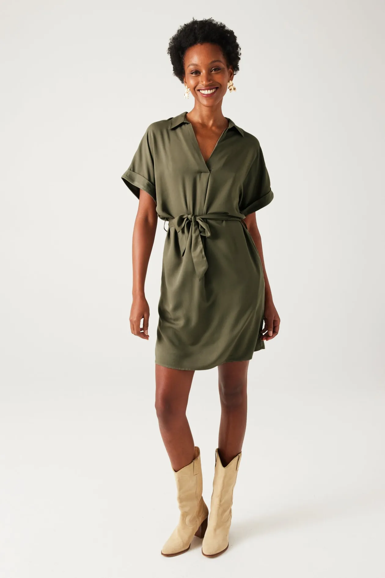 Promod Robe-tunique courte Femme - Kaki Best Sale
