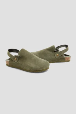 Promod Sabot fourré en moumoute Femme - Kaki Clearance