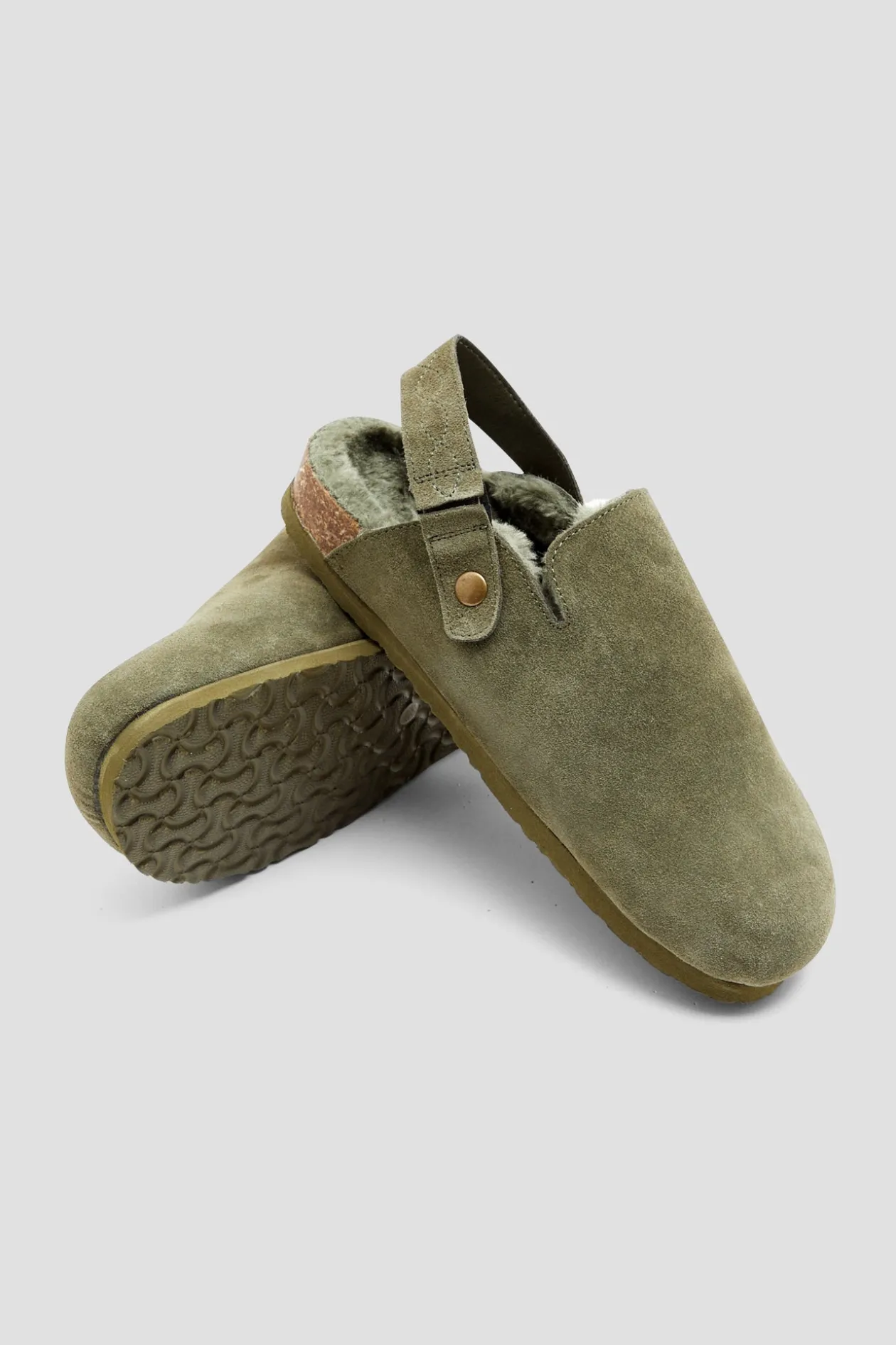 Promod Sabot fourré en moumoute Femme - Kaki Clearance