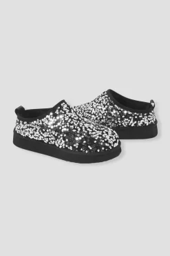 Promod Sabots à paillettes moumoute - Gris Store
