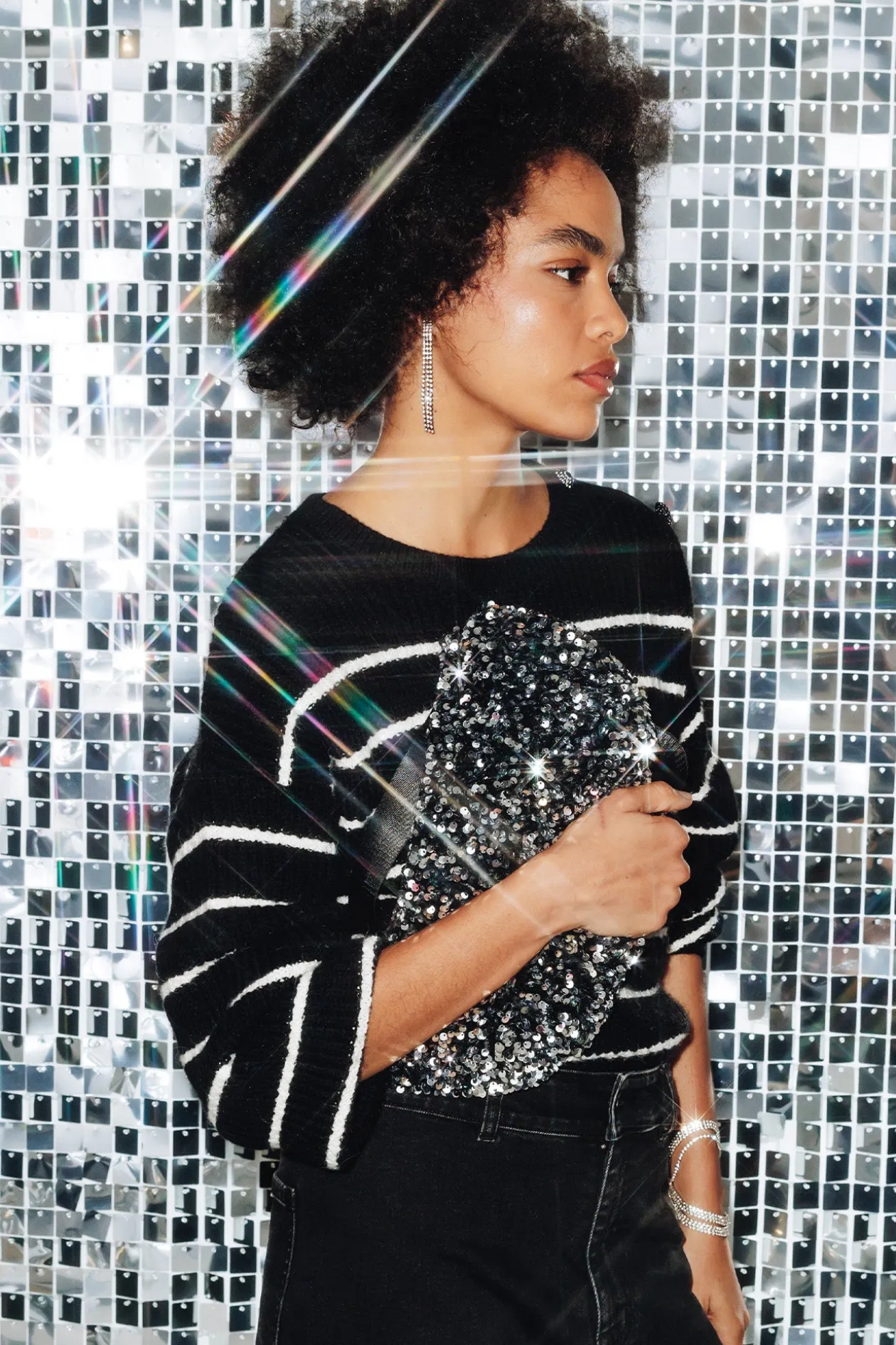 Promod Sac banane à paillettes Femme - Argent Shop