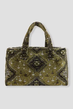 Promod Sac 24H en velours LALLA - Kaki Shop