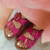 Promod Sandales en cuir Femme - Rose Best Sale
