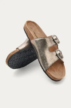 Promod Sandales en cuir irisé Femme - Vieil Or VieilOr Flash Sale
